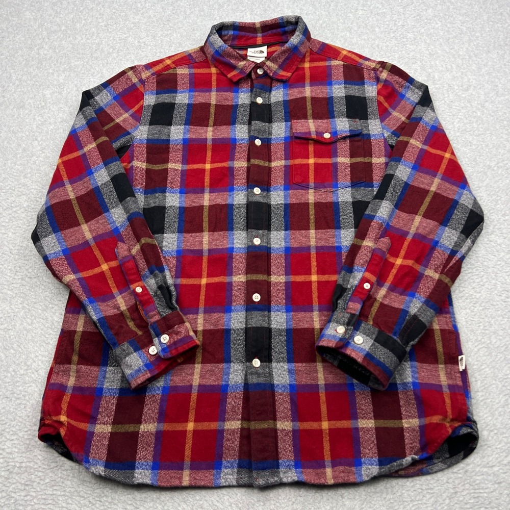 North Face Arroyo Lightweight Flannel Shirt Mens Large Red Plaid Button Up 3YRO